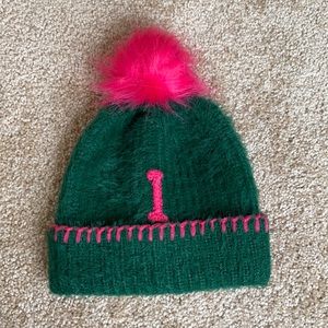 Anthropologie Fuzzy Monogram Baby/Kids Hat